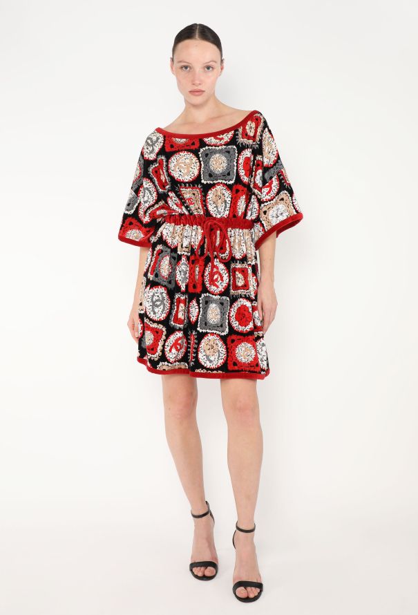 Chanel Printed Velvet Drawstring Tunic - 3 Chanel Printed Velvet Drawstring Tunic - 3