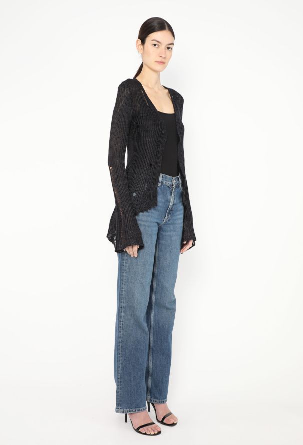 Rodarte Distressed Silk Hand-Knit Cardigan - 2 Rodarte Distressed Silk Hand-Knit Cardigan - 2