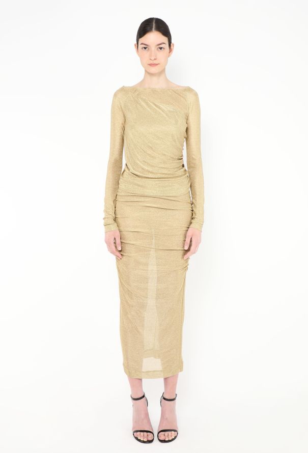 Dolce & Gabbana F/W 2023 Metallic Ruched Mesh Dress - 3