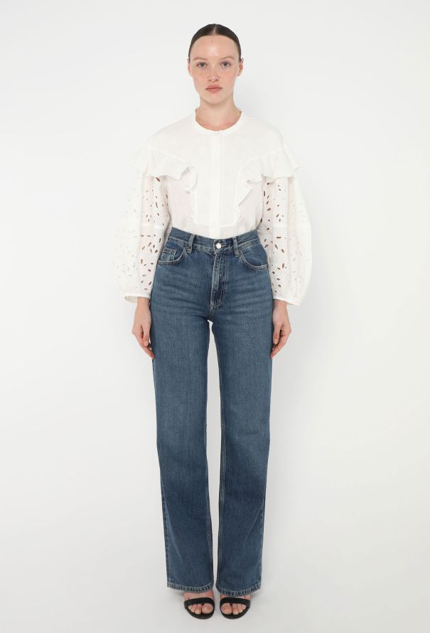 Chloé Pre-Fall 2022 Linen Eyelet Blouse - 3 Chloé Pre-Fall 2022 Linen Eyelet Blouse - 3