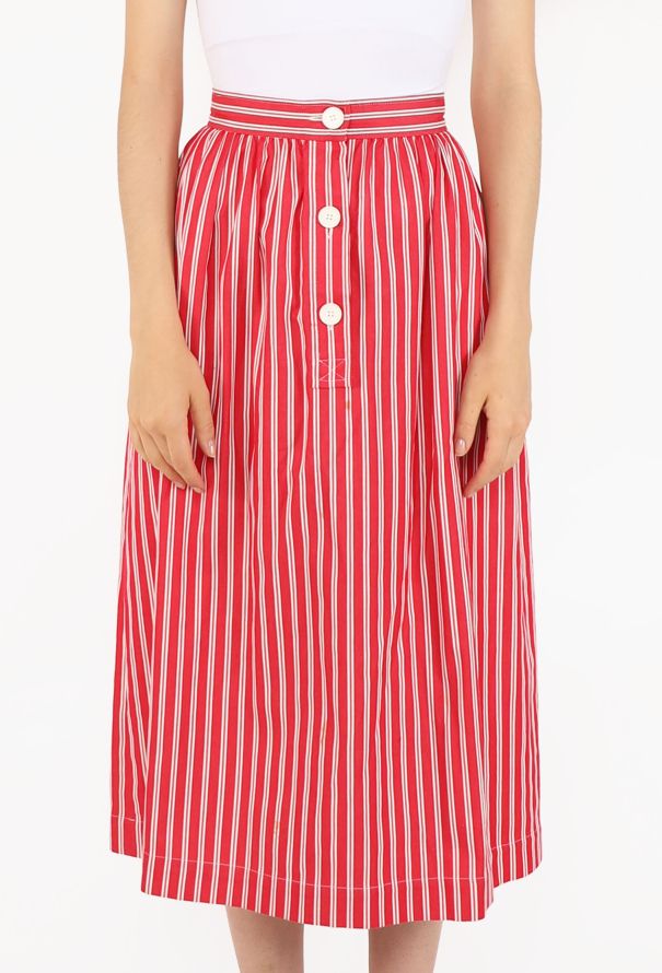 Saint Laurent Striped Cotton Midi Skirt, 1982 - 3