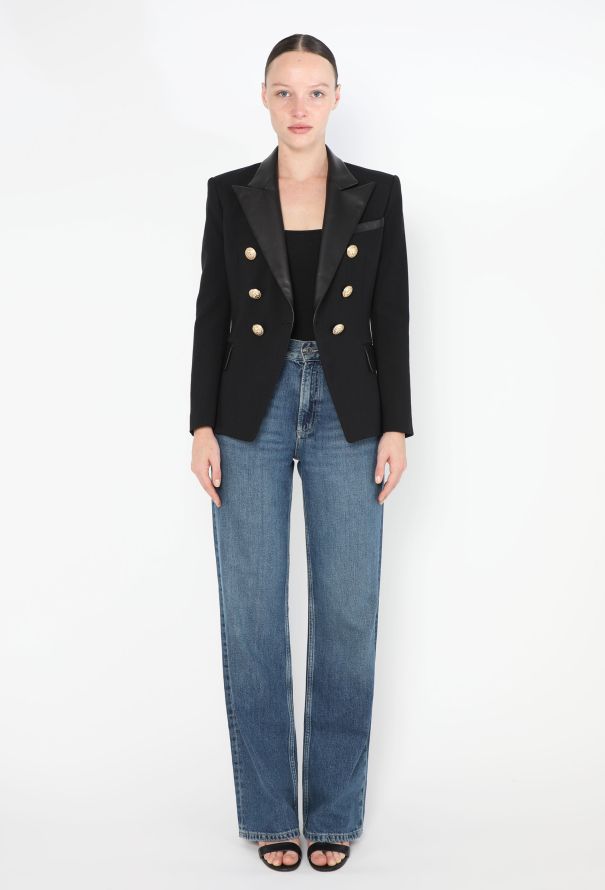 Balmain 2019 Tailored Leather Trim Blazer - 2