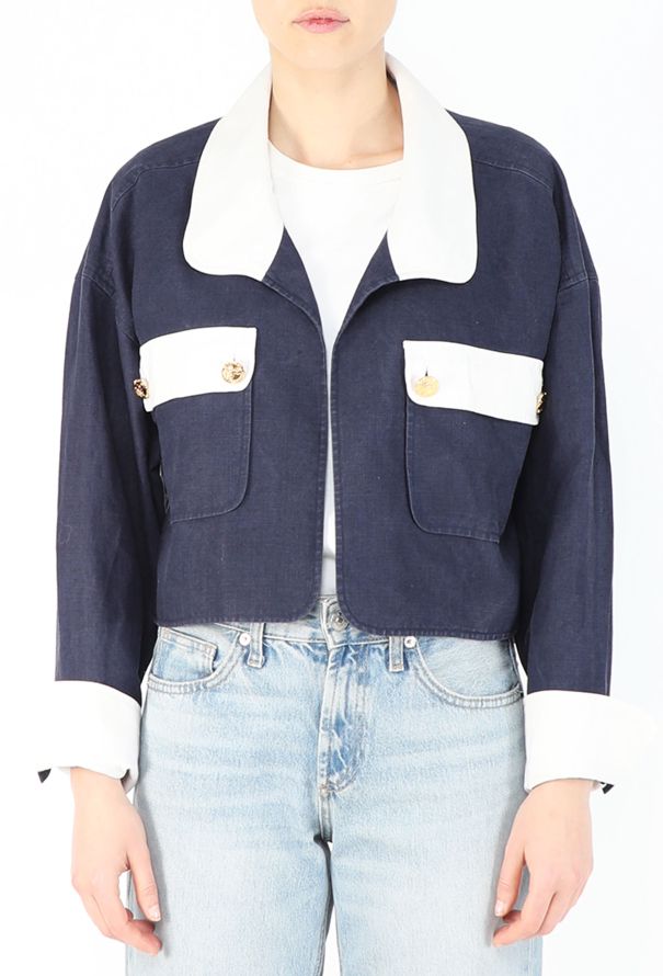 Chanel '80s Marinière Cropped Jacket - 1