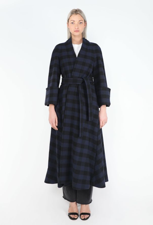 Dior F/W 2017 Checkered Belted Robe Coat - 1