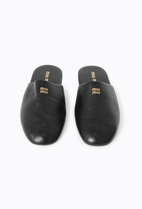 Miu Miu F/W 2024 Leather Logo Slides - 1