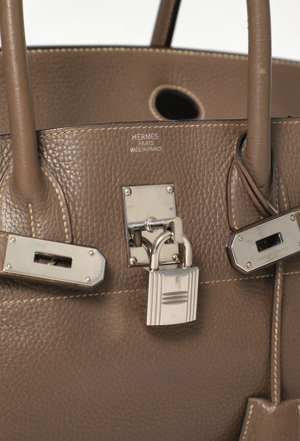 Hermès RARE JPG Étoupe Clémence Shoulder Birkin 42 - 12