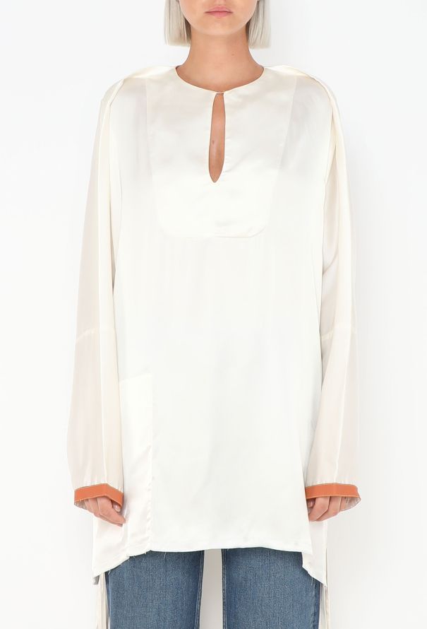 Loewe S/S 2019 Asymmetrical Silk Tunic White - 4