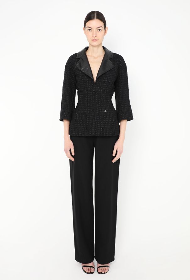 Chanel F/W 2014 Tweed Leather Trim Jacket - 5