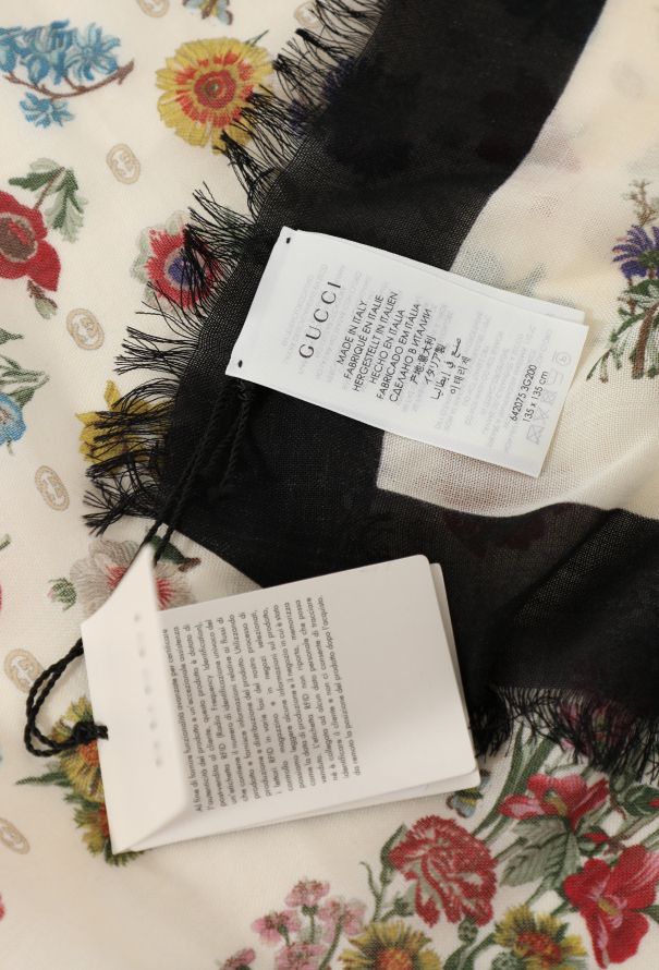Gucci Floral Frayed Trim Shawl - 6