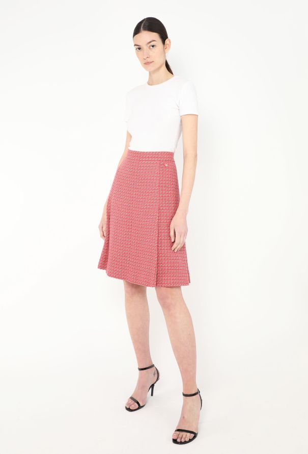 Chanel 2017 Pleated Lamé Tweed Skirt - 4