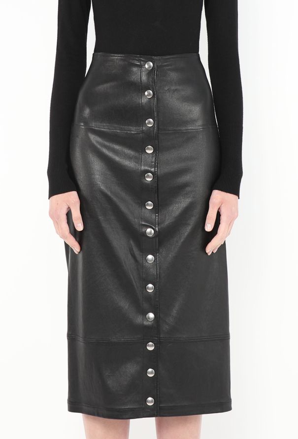 Céline Lambskin Buttoned Skirt - 2