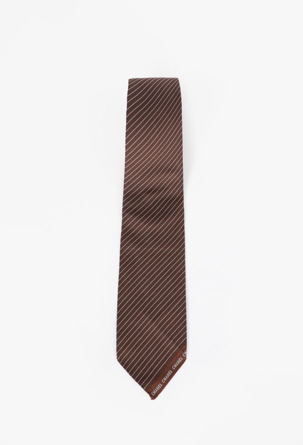 Chanel Pinstripe Silk Tie, Early 2000s - 3