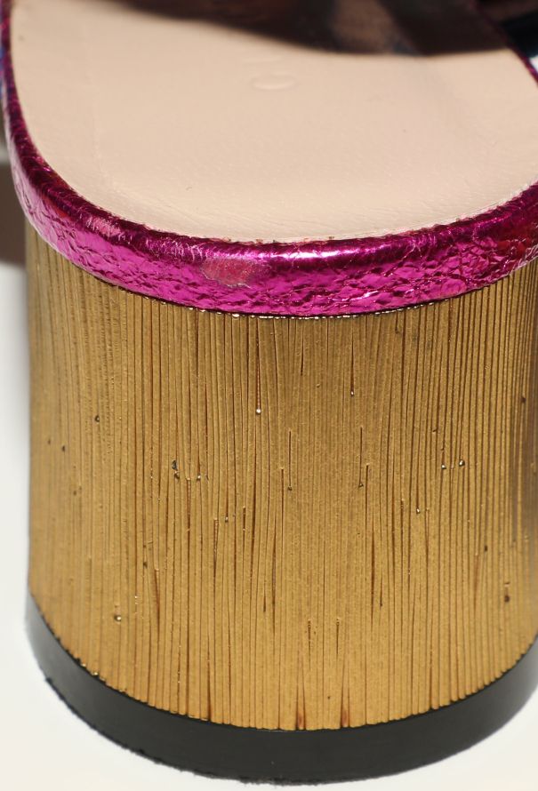 Gucci Metallic Panther Sandals - 7 Gucci Metallic Panther Sandals - 7