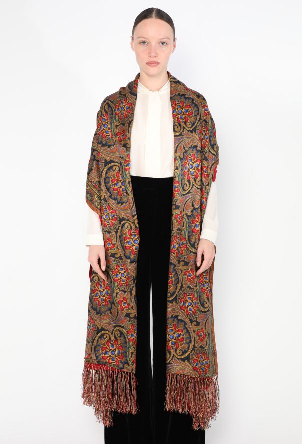 Chanel Vintage Gripoix Print Silk Shawl - 1