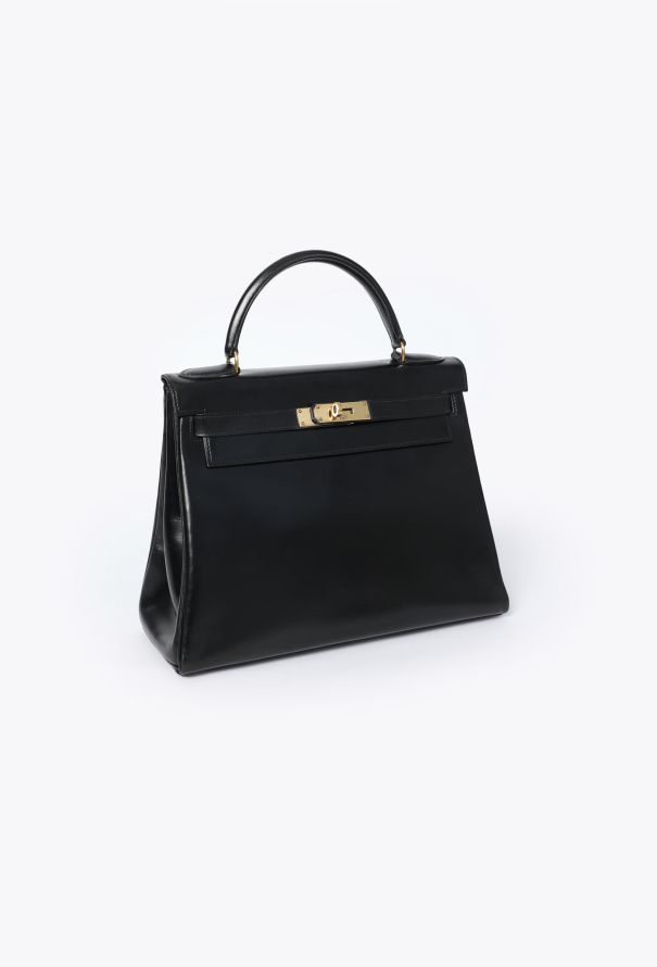 Hermès Exquisite Vintage Black Box Kelly Retourné 28 - 2