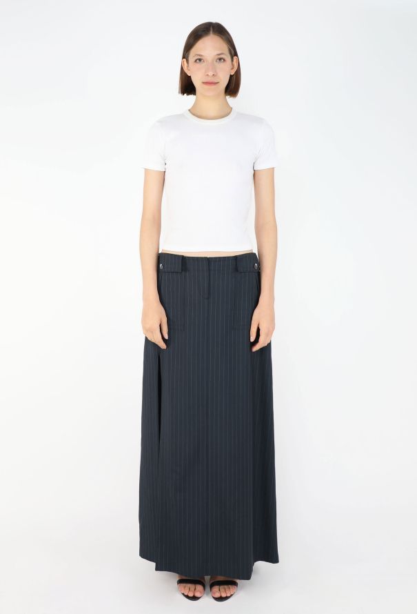 Gucci 1996 Pinstripe Maxi Skirt Ensemble - 3