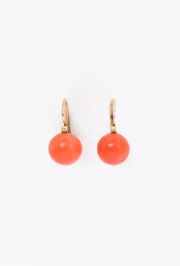 Vintage Fine Jewelry 18k Yellow Gold & Coral Dormeuses - 1