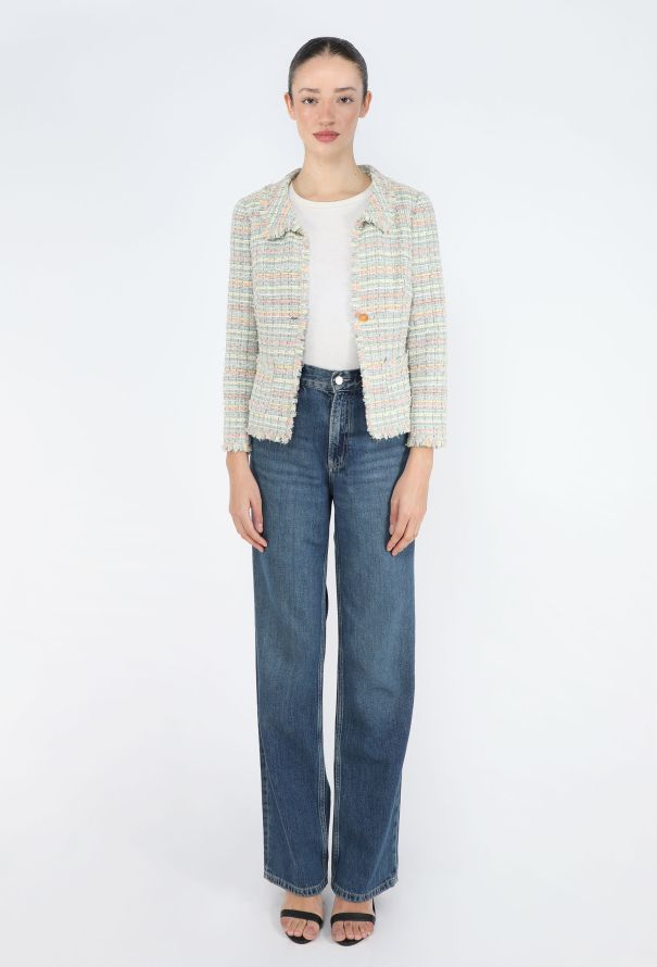 Chanel Spring 2005 Tweed Frayed Blazer - 3