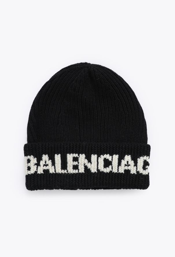 Balenciaga 2021 Ribbed Knit Logo Beanie - 1