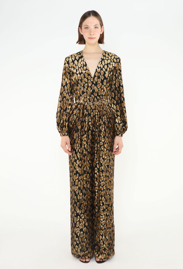 Valentino 2019 Brocade Leopard Chiffon Jumpsuit - 1