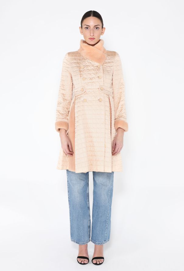 Chanel RARE F/W 2001 Fur Trim Silk Peacoat - 4