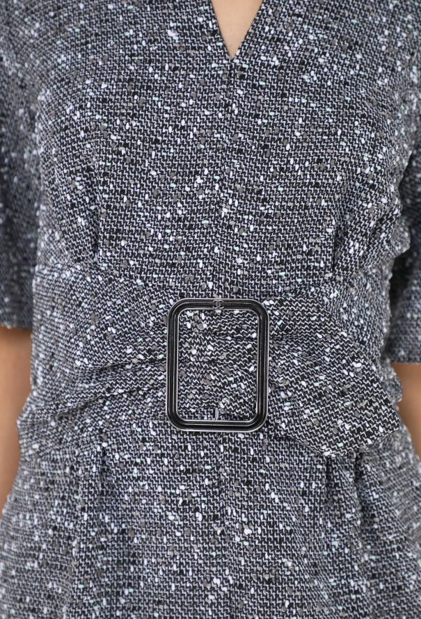 Chanel Tonal Belted 'CC' Bouclé Dress - 5