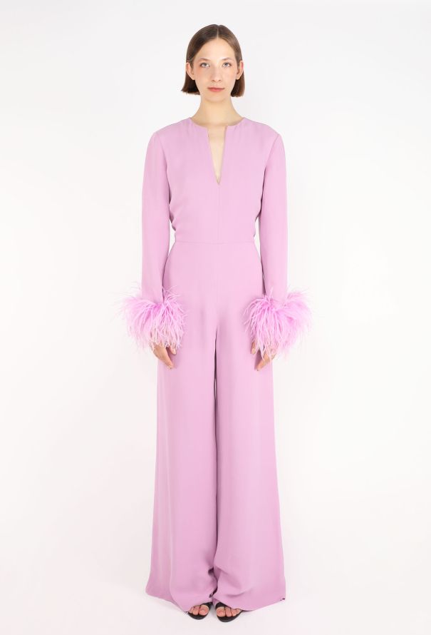 Valentino Ostrich Feather Silk Jumpsuit, 2023 - 2