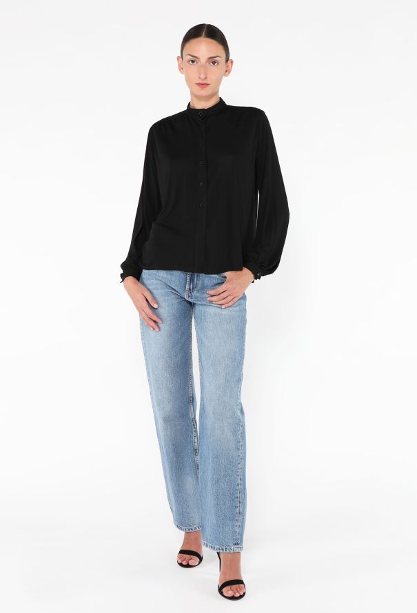 Saint Laurent '70s Crêpe Bishop Sleeve Blouse - 2