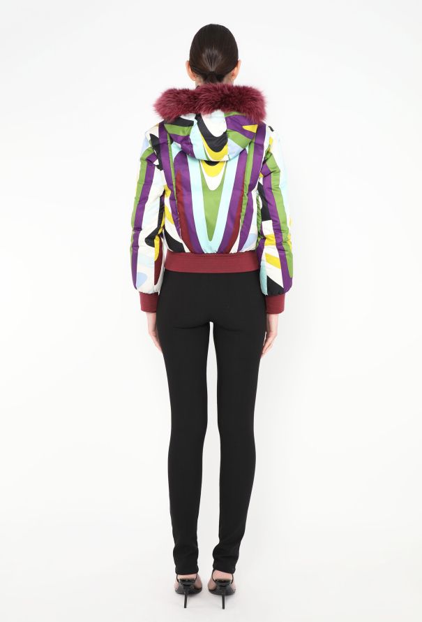 Emilio Pucci Graphic Rabbit Fur Hood Bomber - 6