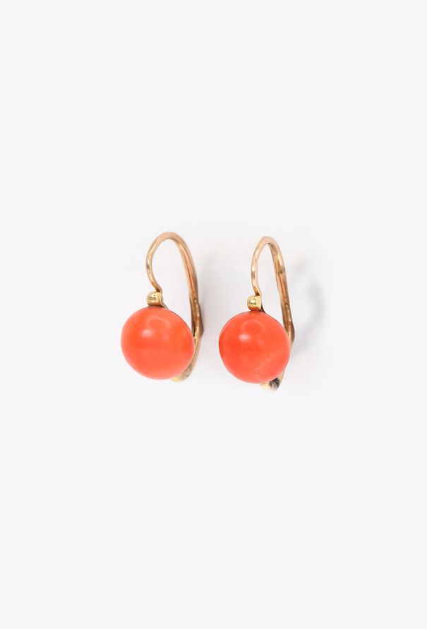 Vintage Fine Jewelry 18k Yellow Gold & Coral Dormeuses - 3