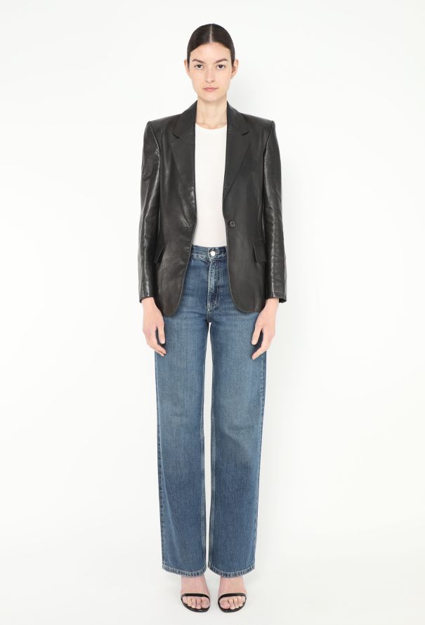 Saint Laurent Vintage Tailored Leather Blazer - 2 Saint Laurent Vintage Tailored Leather Blazer - 2