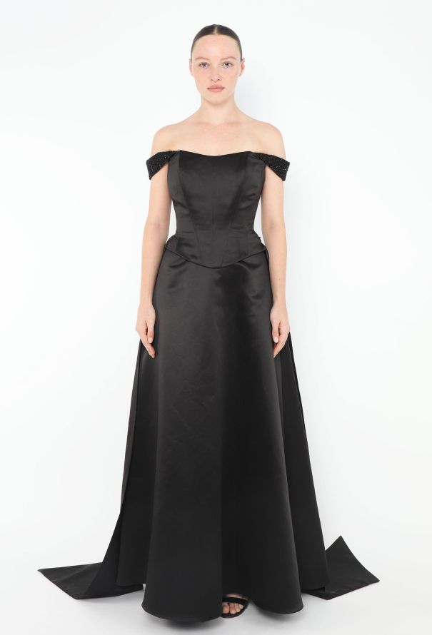 Saint Laurent STUNNING Off-Shoulder Charmeuse Gown - 1
