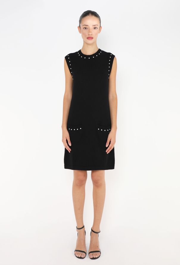 Chanel Cashmere Pearl Trim Knit Dress - 1