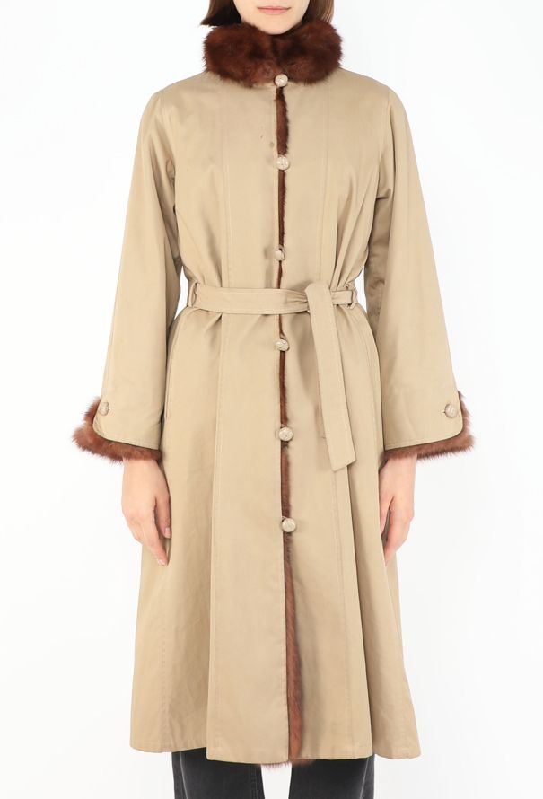 Saint Laurent Fur-Lined Belted Trench Coat, 1970s - 4