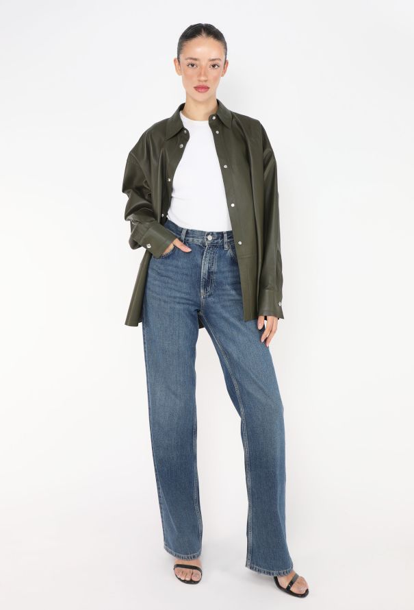 Loewe 2020 Khaki Lambskin Overshirt - 3