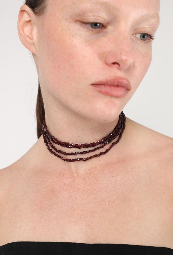 Vintage Fine Jewelry 18k Yellow Gold & Almandine Choker Necklace - 4 Vintage Fine Jewelry 18k Yellow Gold & Almandine Choker Necklace - 4