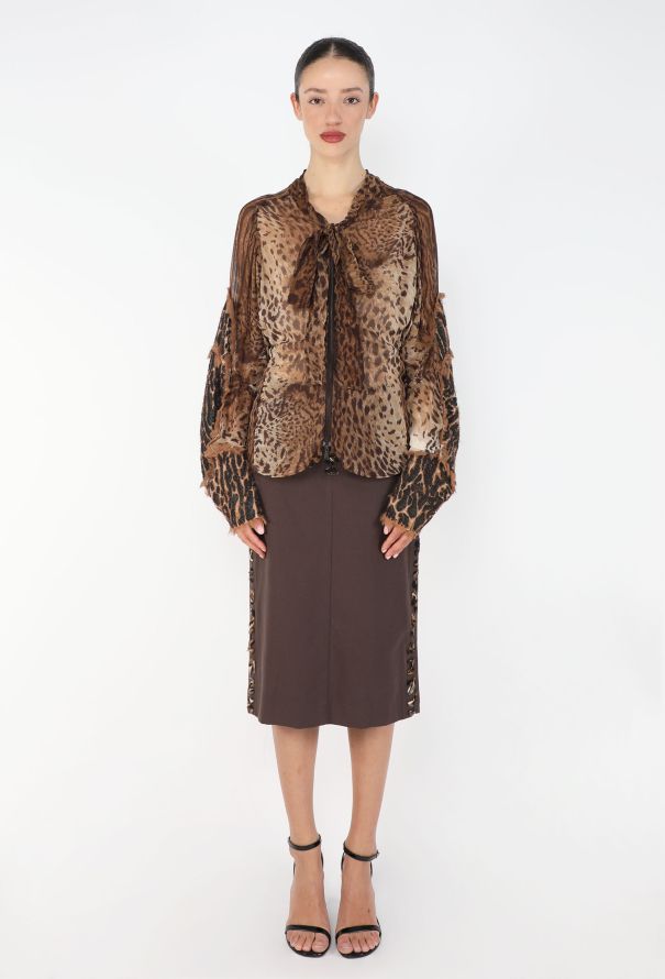 Saint Laurent Tom Ford S/S 2002 Leopard Lavallière Ensemble - 1