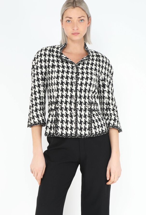 Chanel 2008 Houndstooth Tweed Jacket - 2
