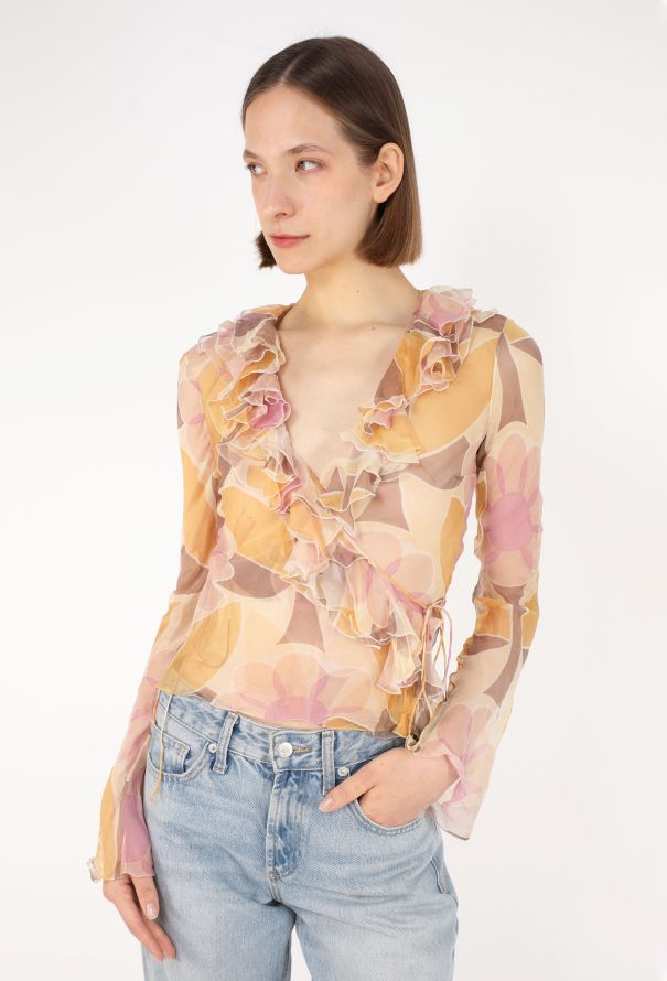 Dior Ruffled Silk Wrap Blouse, 2003 - 1