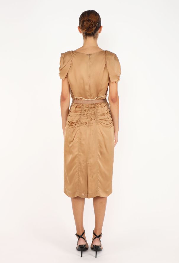 Prada Belted Ruched Silk Dress - 5
