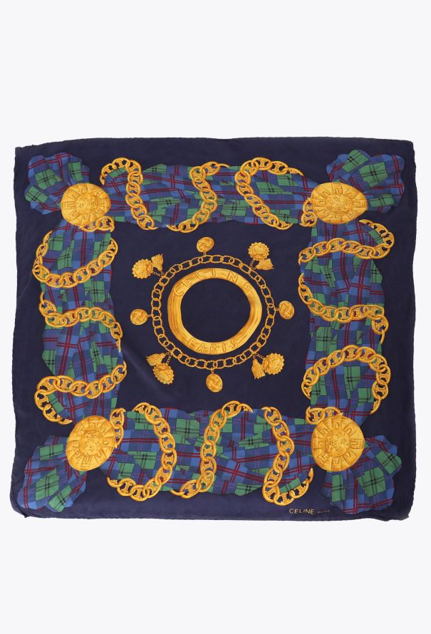 Céline Vintage Chainlink Print Silk Scarf - 2