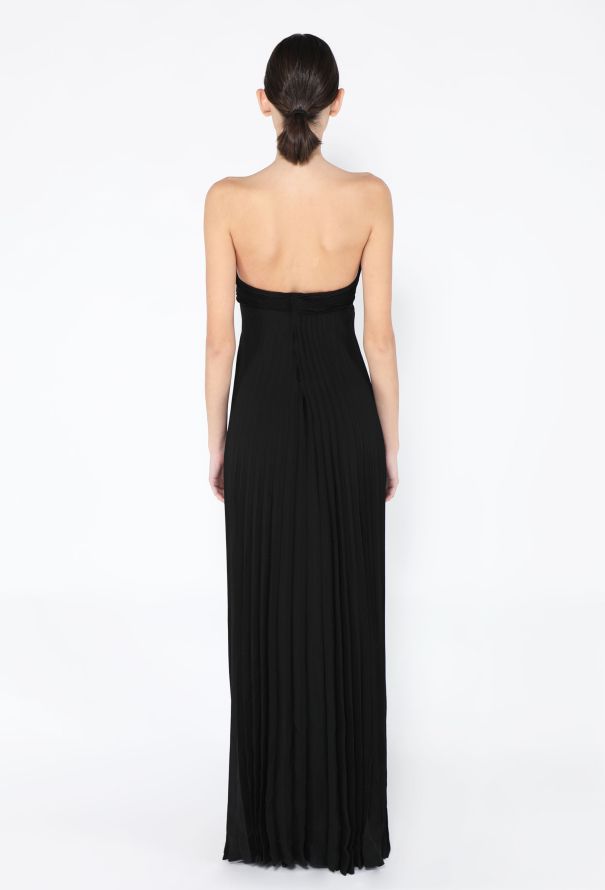 Crêpe Pleated Strapless Gown - 4
