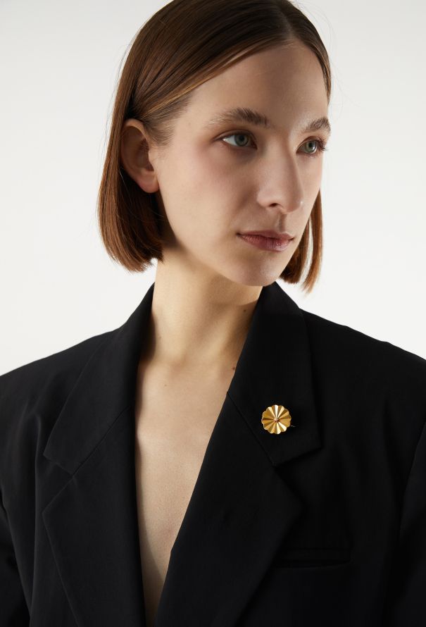 Vintage Fine Jewelry 18K Yellow Gold Pearl Fan Brooch - 4