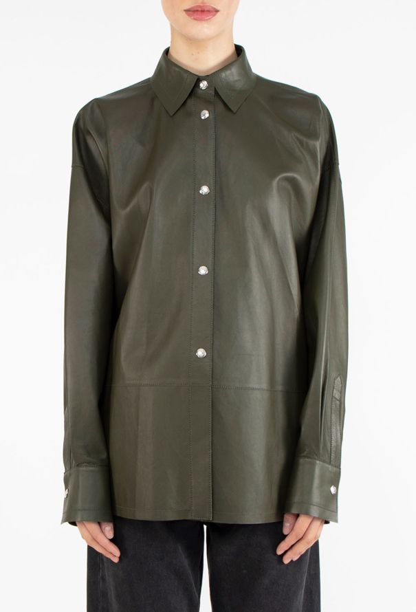Loewe 2020 Khaki Lambskin Overshirt - 5