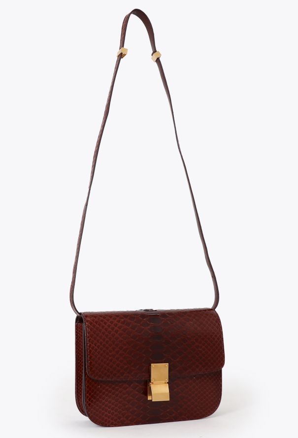 Burgundy Classic Box Python Bag - Céline | Authentic & Vintage | ReSee