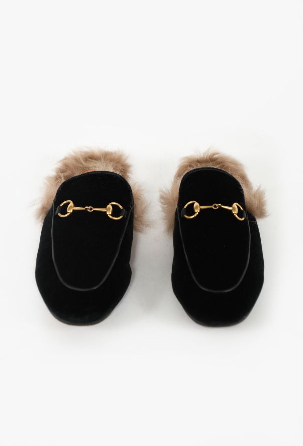 Gucci 2015 Velvet and Fur Princetown Slides - 2