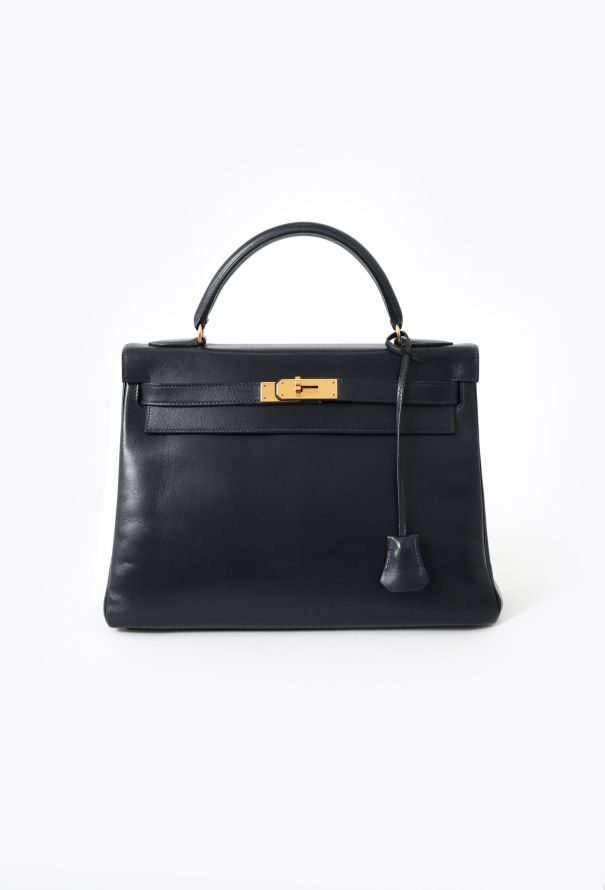 Hermès '90s Navy Box Kelly 32 Retourné - 1