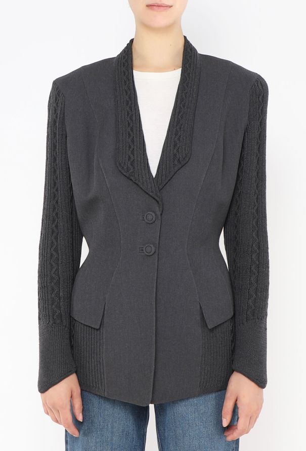 Thierry Mugler 1998 Cableknit Trim Hourglass Blazer - 1
