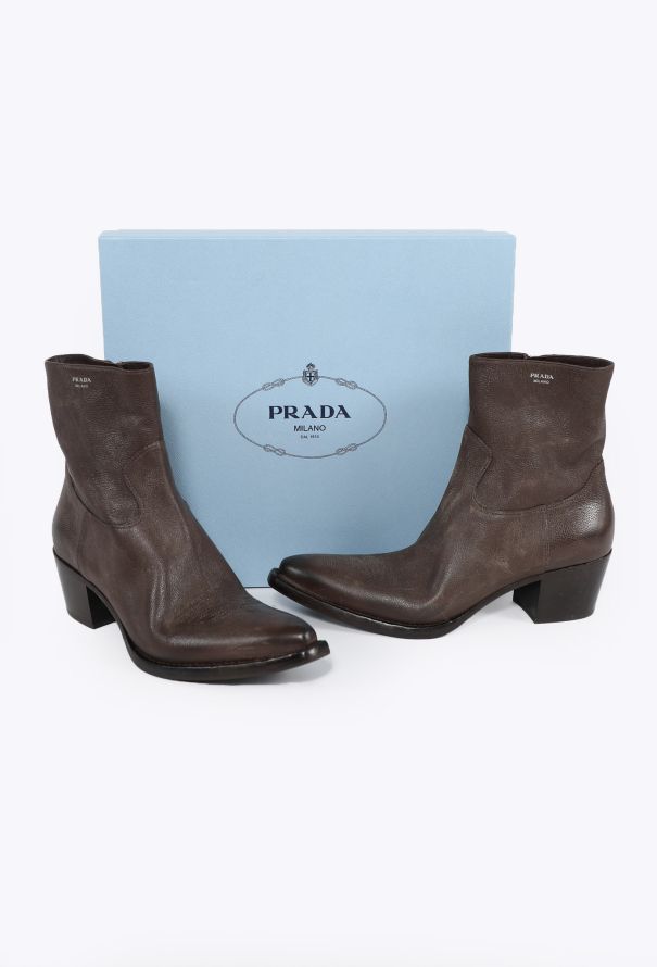 Prada 2025 Antique Calf Leather Western Boots - 6