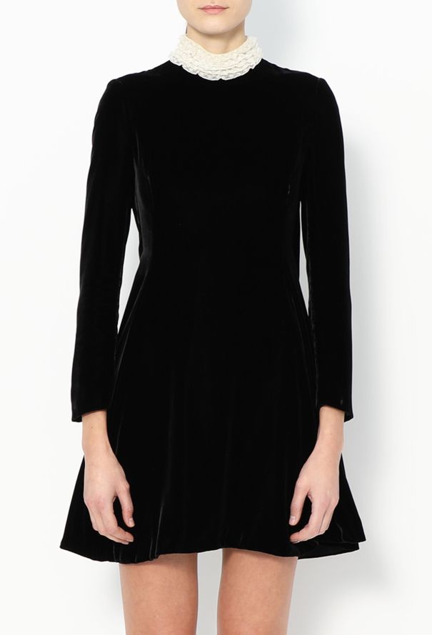 Christian Dior Lace Collar Velvet Dress - 1